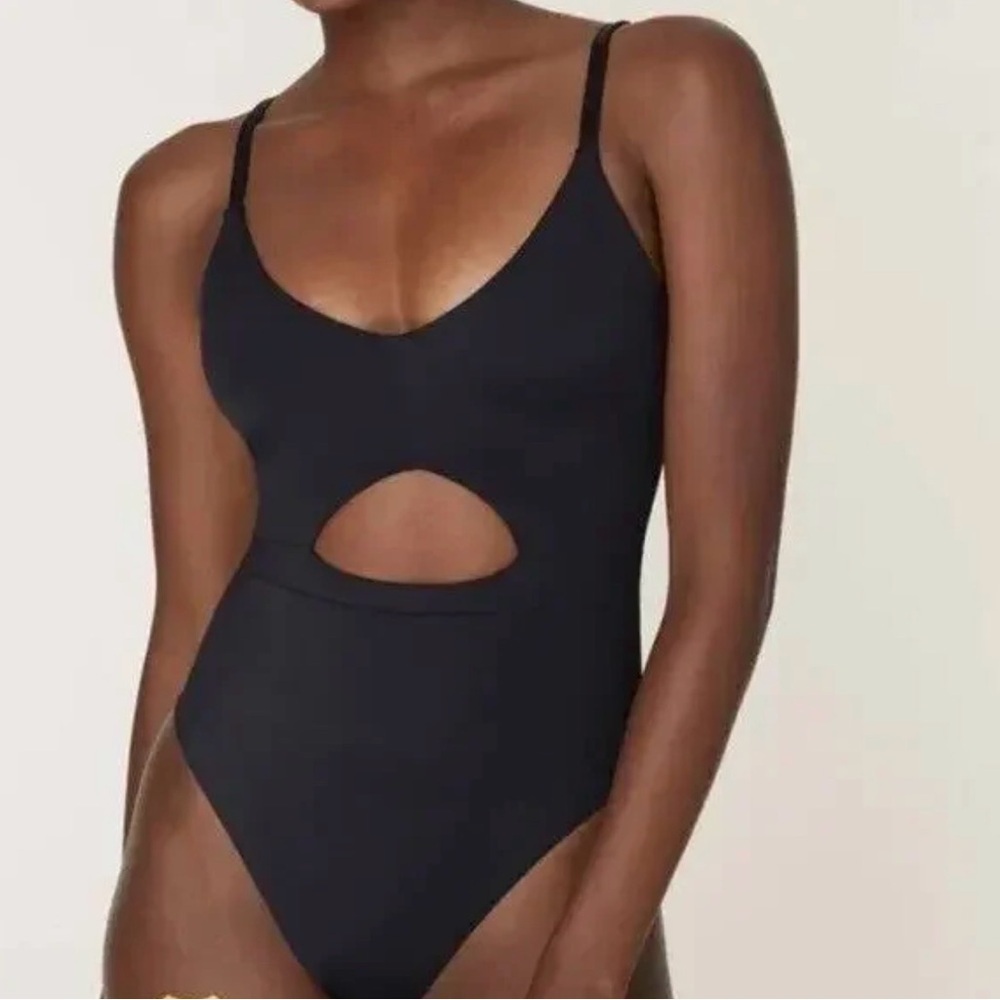 Andie Swimwear The Samoa One Piece Cut Out Swimsuit in Black